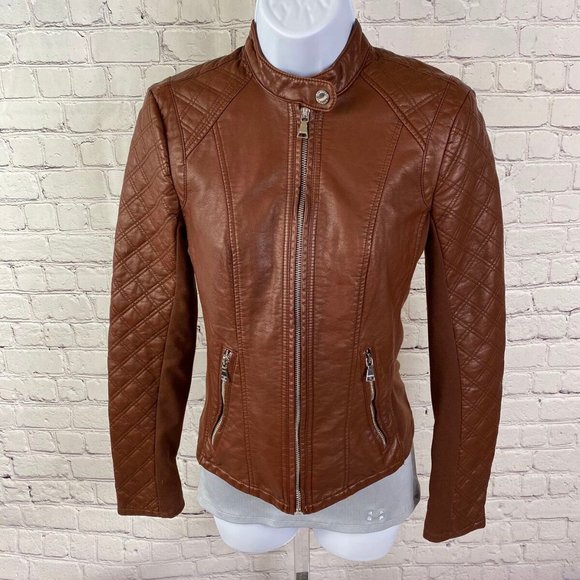 Express Jackets & Blazers - Express Women's Faux Leather Brown Moto Jacket